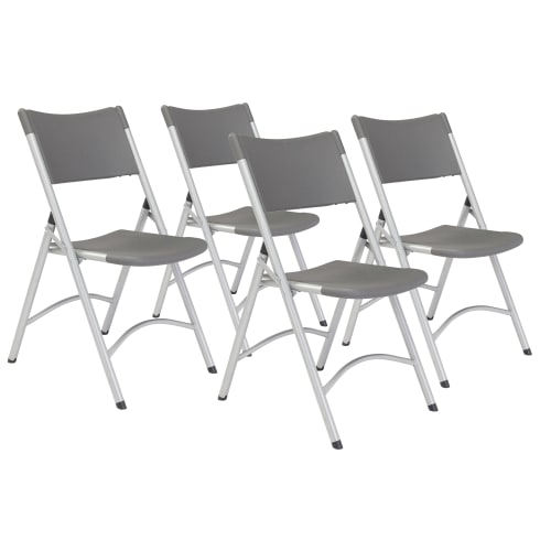 NPS 600 Series Heavy Duty Plastic Folding Chair, Charcoal Slate (Pack of 4)